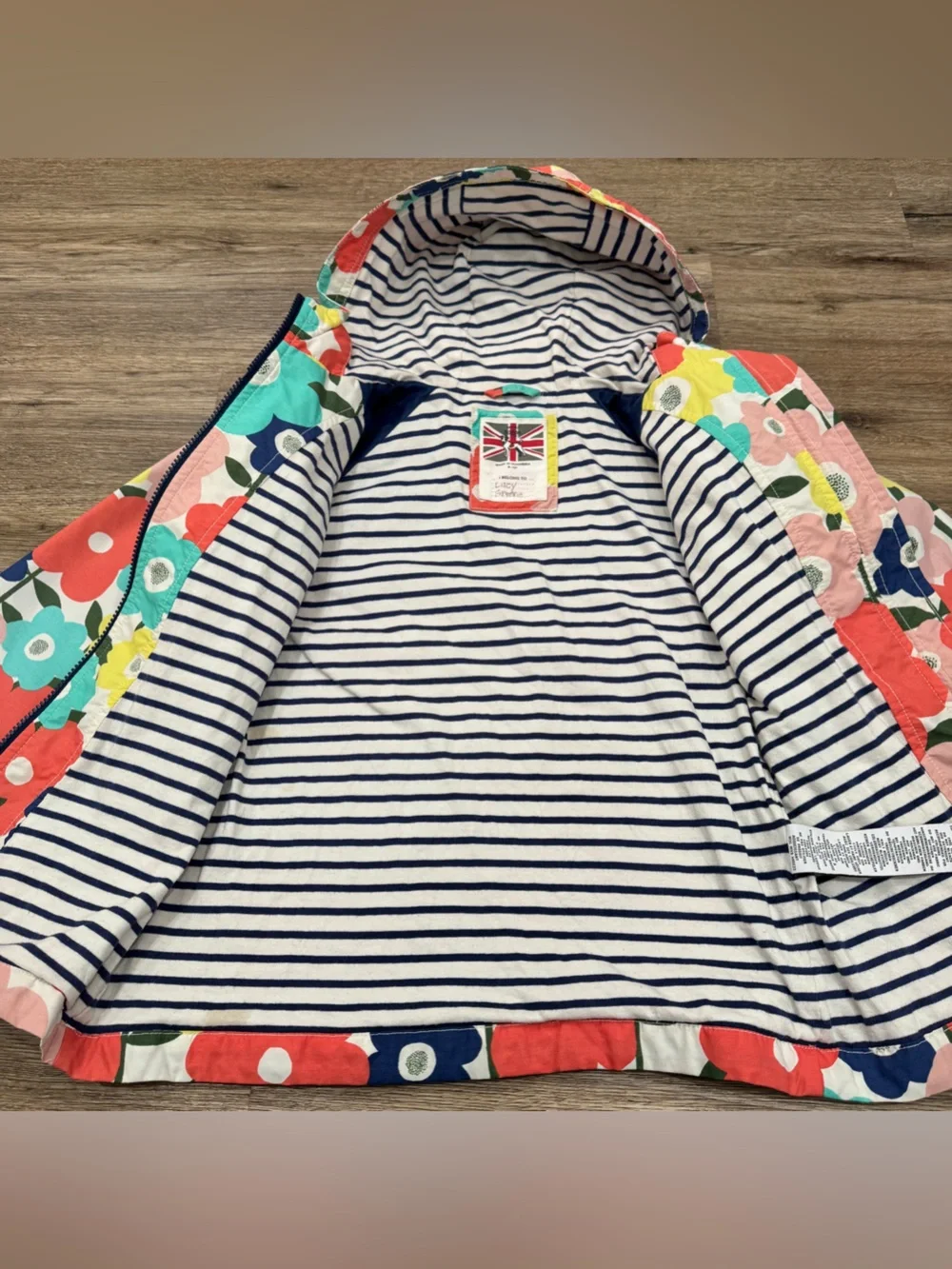 Mini Boden Girls Colorful Floral Hooded Rain Jacket - Multicolor Flowers 9-10Y